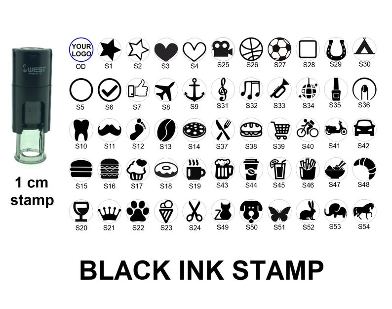 Black ink Custom Loyalty Card Stamp, Small Logo Stamp or Custom Stamp or Mini Logo Stamp 10mm image 1
