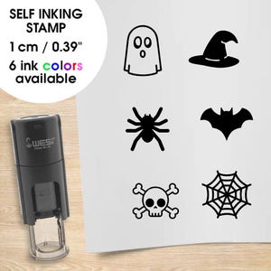 Zestaw 6 znaczków Halloween - nadruk 10 mm - Zestaw znaczków Halloween w 6 kolorach