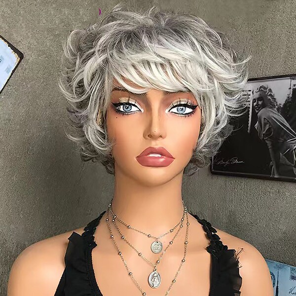 Short Gray Wig Etsy