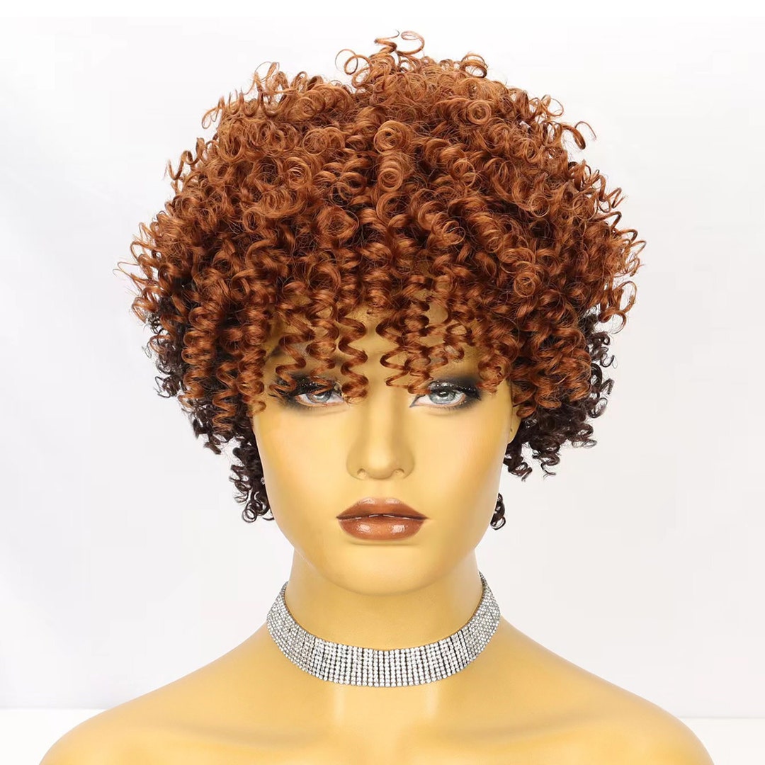 4 Brown and Blackbrown Curly Wig for Black Women Kinky Afro Etsy