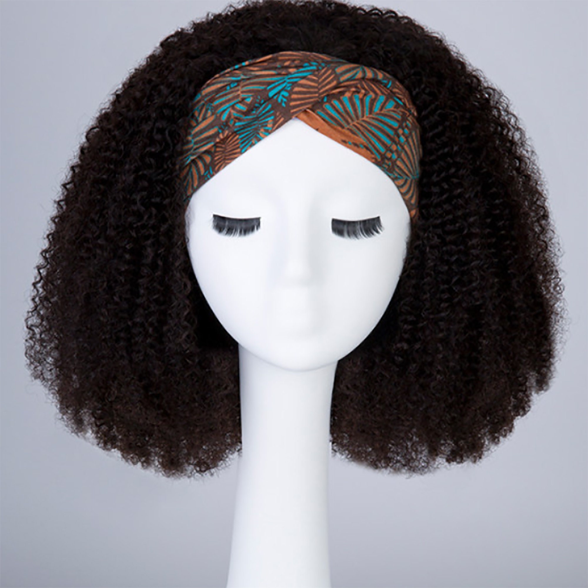 Black curly wig Wig with hair comb Wig with headband Puffy Etsy