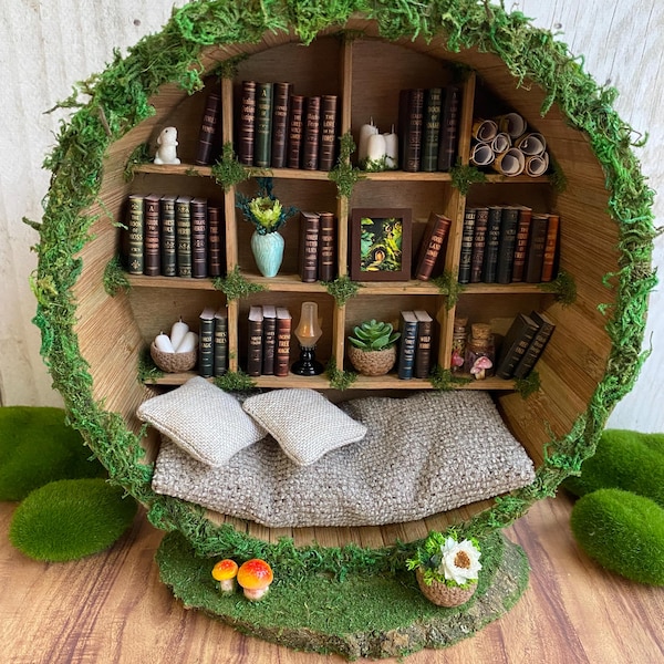 Miniature  Library House, Cozy Book Nook Shelf,  Diorama Decor