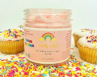 exfoliante de azúcar pastel de cumpleaños