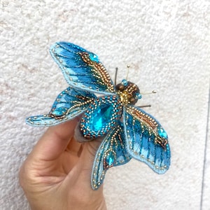 Blue MORPHO MENELAUS Butterfly Moth Brooch Exclusive Beaded - Etsy