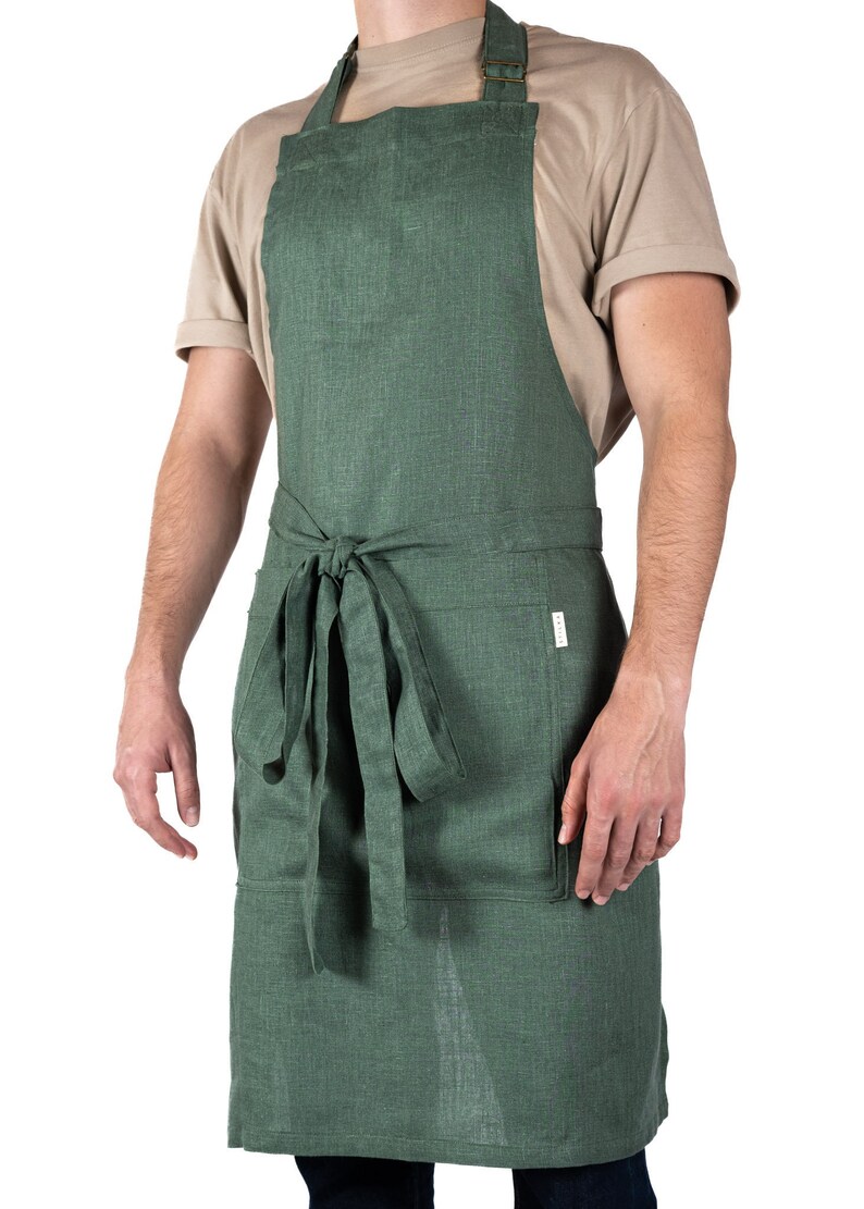 Linen Daily Apron - Dark Green