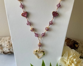 Lampwork and Czech glass necklace, vintage bead necklace, Mother’s Day gift, Valentine’s Day gift
