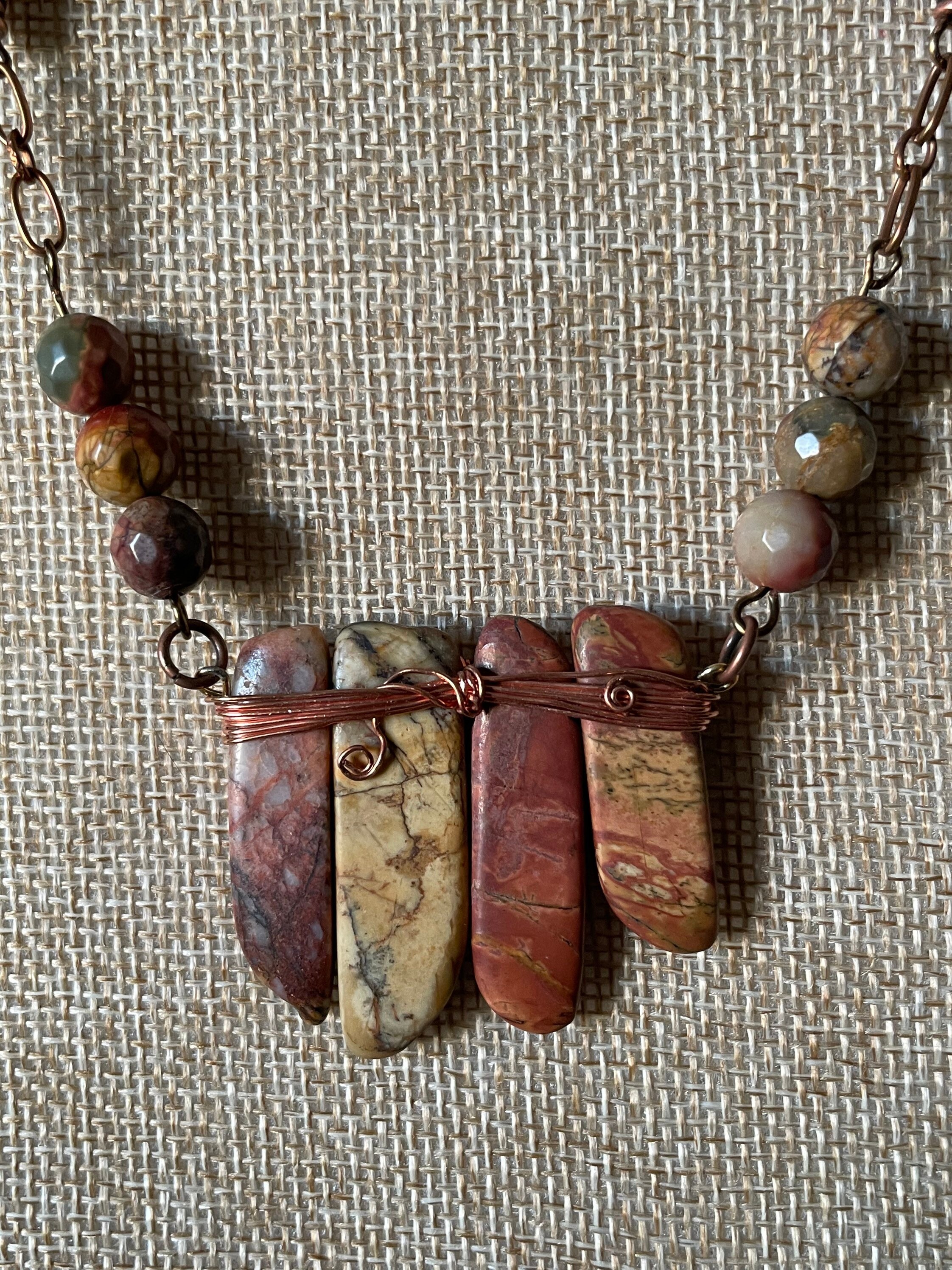 Red Creek Jasper necklace jasper wire wrapped necklace Etsy.de