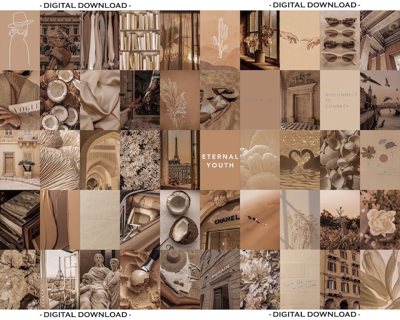 Beige Collage, Beige Aesthetic, Neutral Collage, Collage Kit, Cream Collage, Minimalistic Collage, Boho Beige, Nude Collage, VSCO Collage 