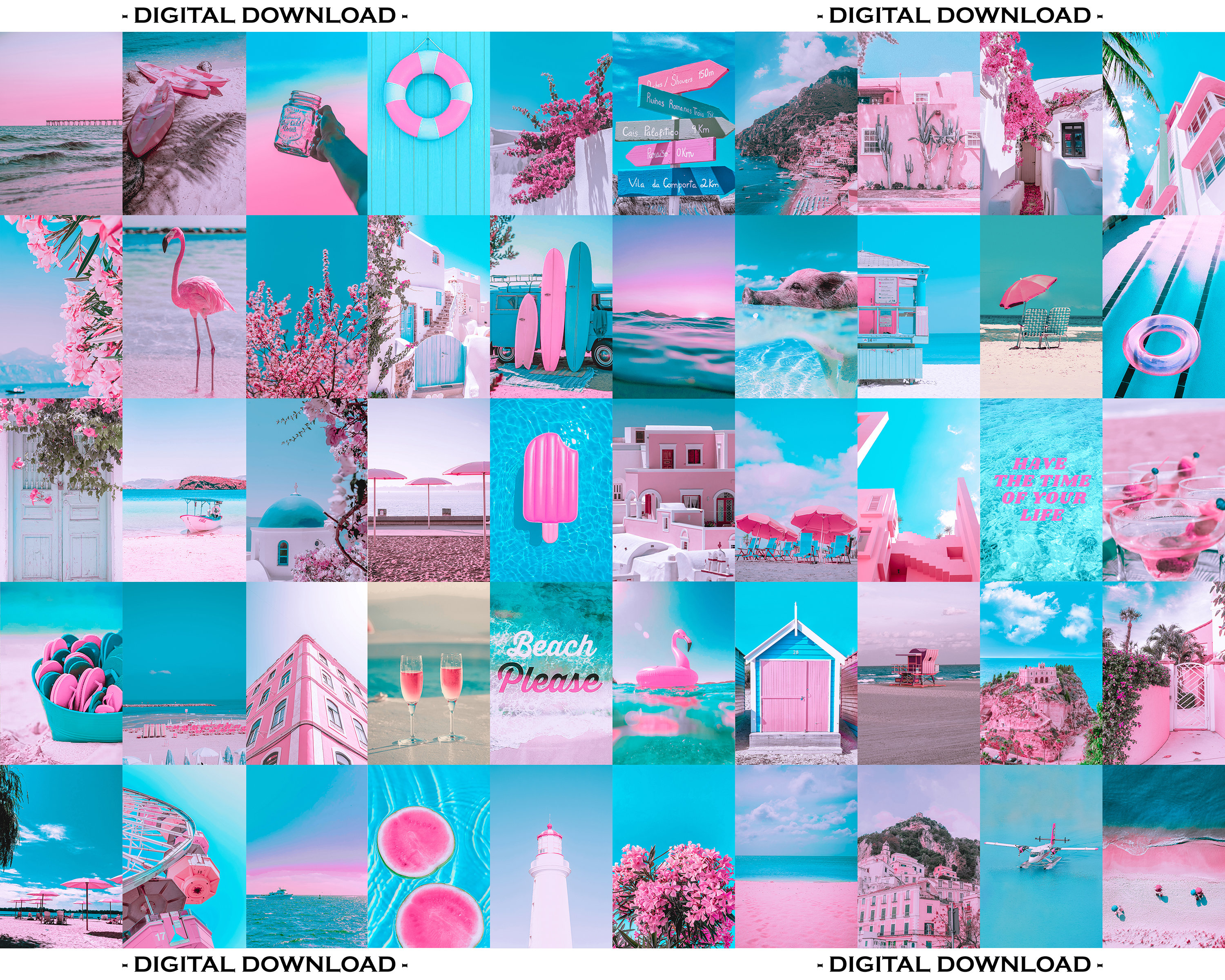 60pcs DIGITAL NO ANGEL Pink & Purple Collage Kit Dm for 