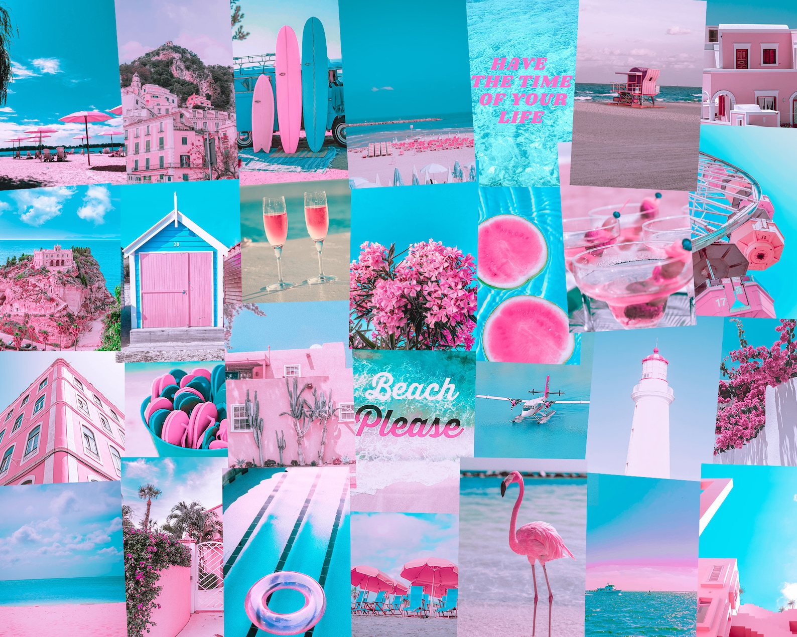 Pink Blue Collage 50 PCS Beach Collage Summer Collage Pink - Etsy