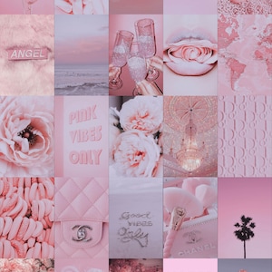 Pink Collage, Wall Decor Collage Pink, Pink Aesthetic Wall, Blush Pink ...