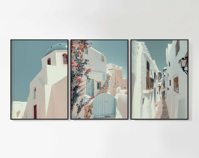 Santorini Print, Greece Print, Print Set of 3, College Dorm Print, Greece Gallery Wall, Mediterranean Print, Summer Greece Print, Mamma Mia image 2