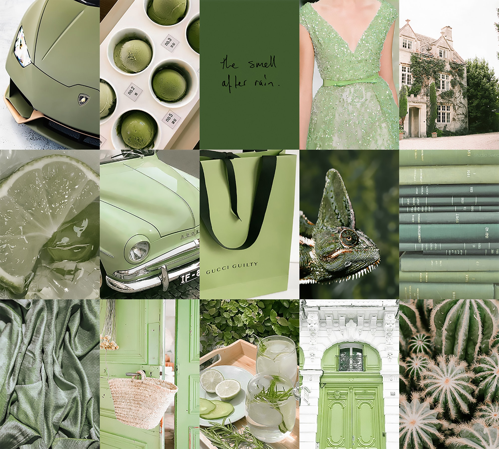 Green Collage Examples Green Collage 60PCS, Matcha Collage, Sage Collage, Green Aesthetic ...
