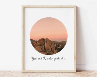 Desert Print, Joshua Tree, Desert Home, California Desert, Wall Art Boho, Desert Print, Sunset Print, Pink Sky Print, Arizona Desert, Boho