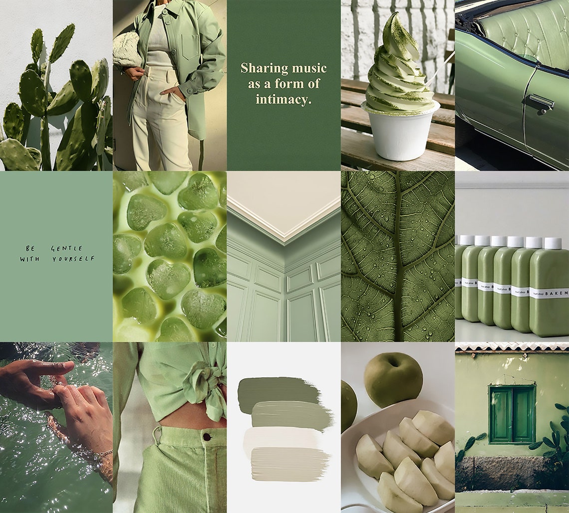 Green Collage 60PCS Matcha Collage Sage Collage Green - Etsy