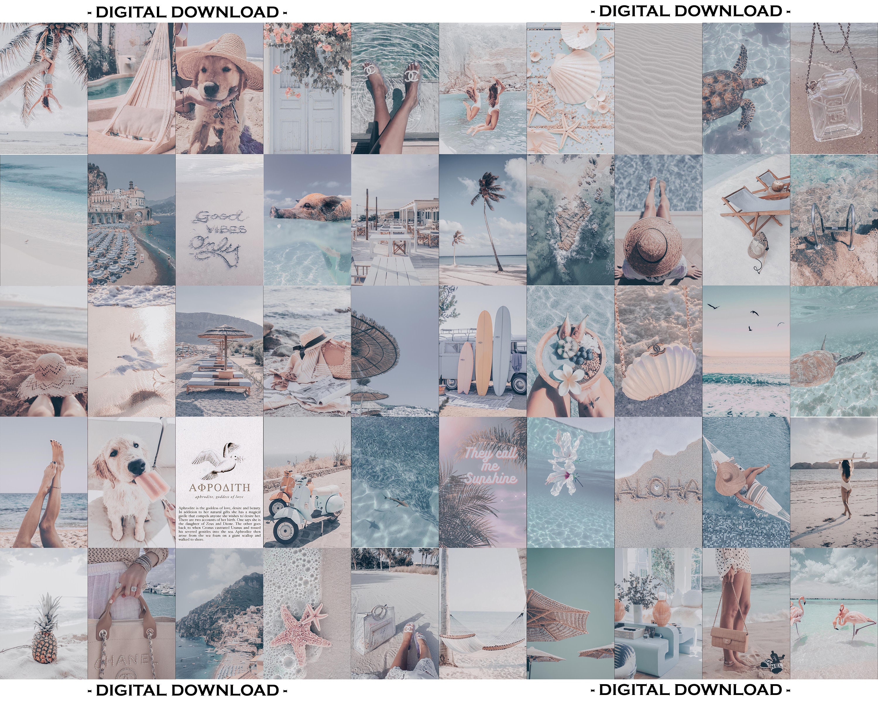 Collage Ge Collage Kit, Beach Collage, Dorm Collage, Summer Collage Kit, Beige ...