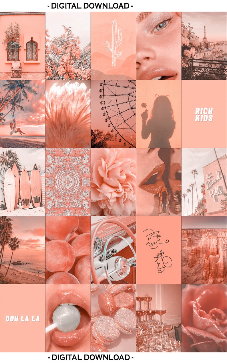 Peach Collage Peach Aesthetic Collage Aesthetic Wall Art | Etsy