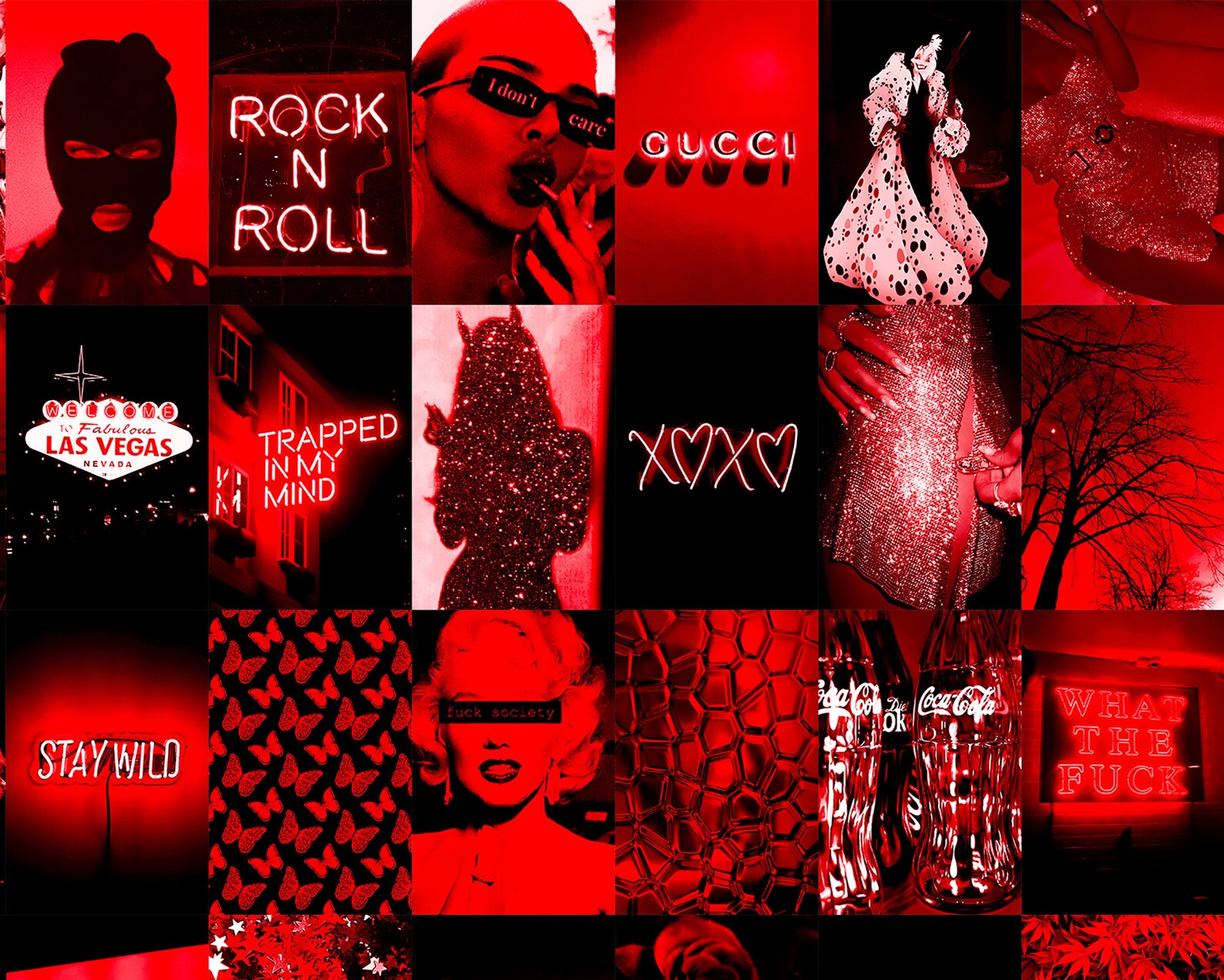 Red Collage Collage Kit Red Aesthetic Red Black Collage Etsy
