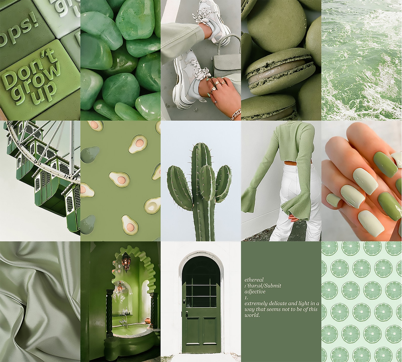 Green Collage 60PCS, Matcha Collage, Sage Collage, Green Aesthetic ...