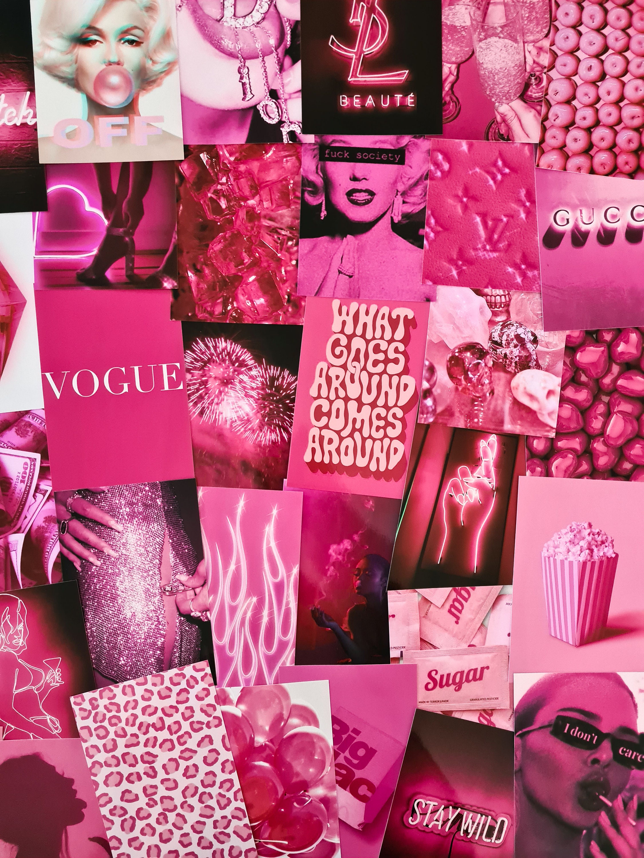 Pink Collage Collage Kit Hot Pink Collage Pink Aesthetic Etsy