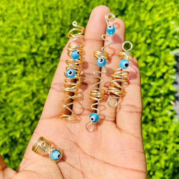 Evil Eye Loc Jewelry | Protection Hair Charms | Spiritual braid jewelry | Hair Accessories