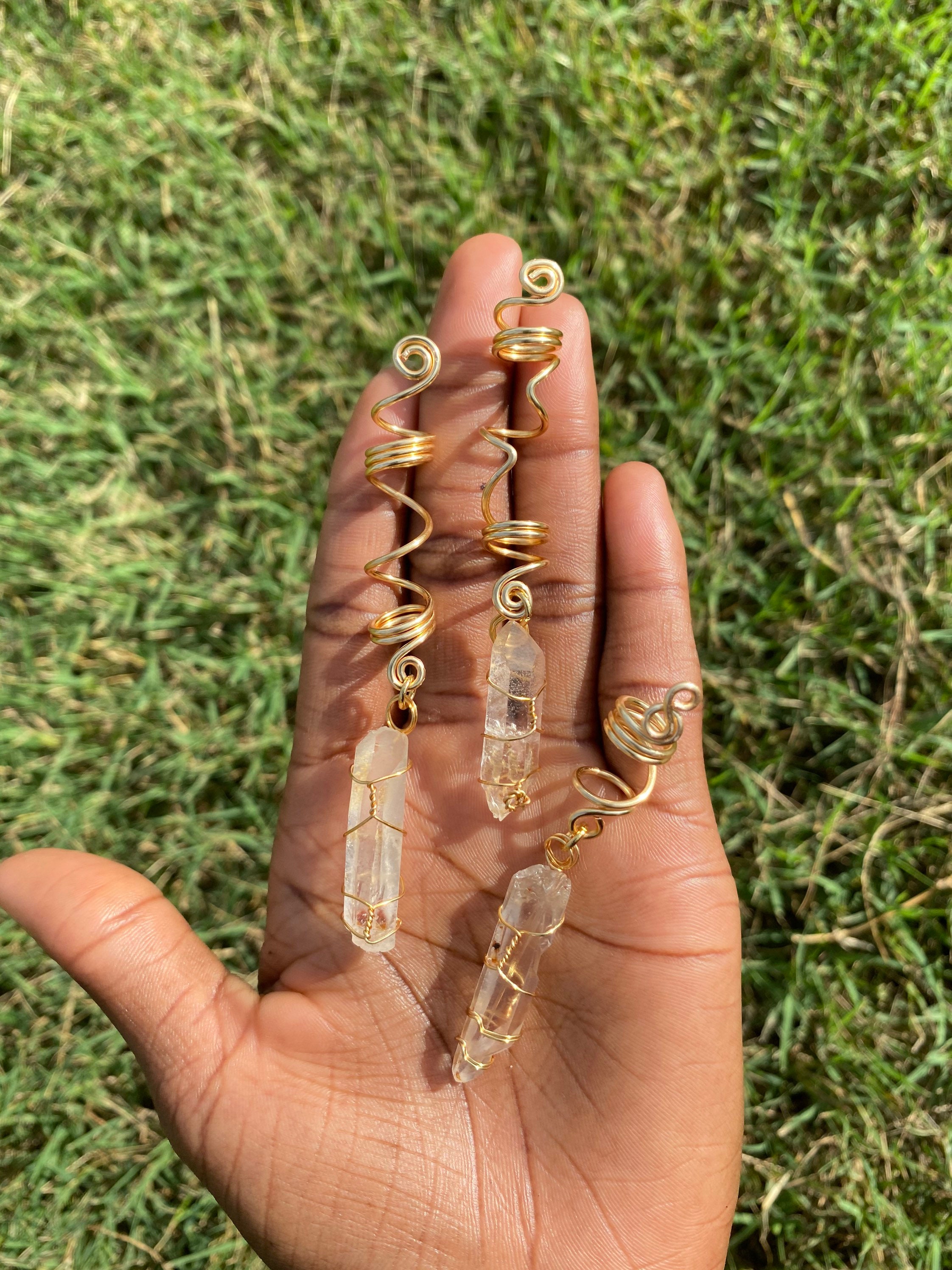 Formery Crystal Hair Jewels for Braids Gold Natural Stone Loc Jewelry for  Hair African Colorful Gemstone Coiling Dreadlock Accessories for Black  Women