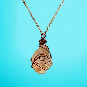 Citrine Eye Crystal Necklace | Solar Plexus Healing Crystal Jewelry