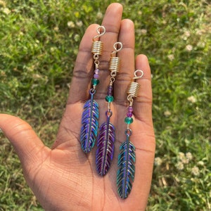 Eclectic Feather Loc Jewelry  / Electroplated feather Braid Jewelry / Hair Accessories