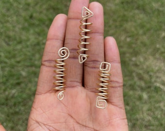 14K Gold Wired Up Loc Cuffs Loc Jewelry / Braid Jewelry / Hair Accessories/ Loc Jewel / Spiral - Square - Triangle