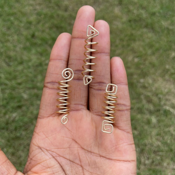 14K Gold Wired Up Loc Cuffs Loc Jewelry / Braid Jewelry / Hair Accessories/ Loc Jewel / Spiral - Square - Triangle