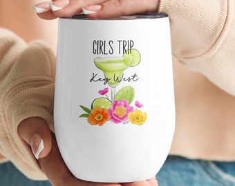 Gift for Her,Girls Trip Cup,Key West Tumbler,Key West Wine Glass,Bachelorette Gift,Girls Trip Gift, Wine Tumbler,Girls Trip Wine Tumbler