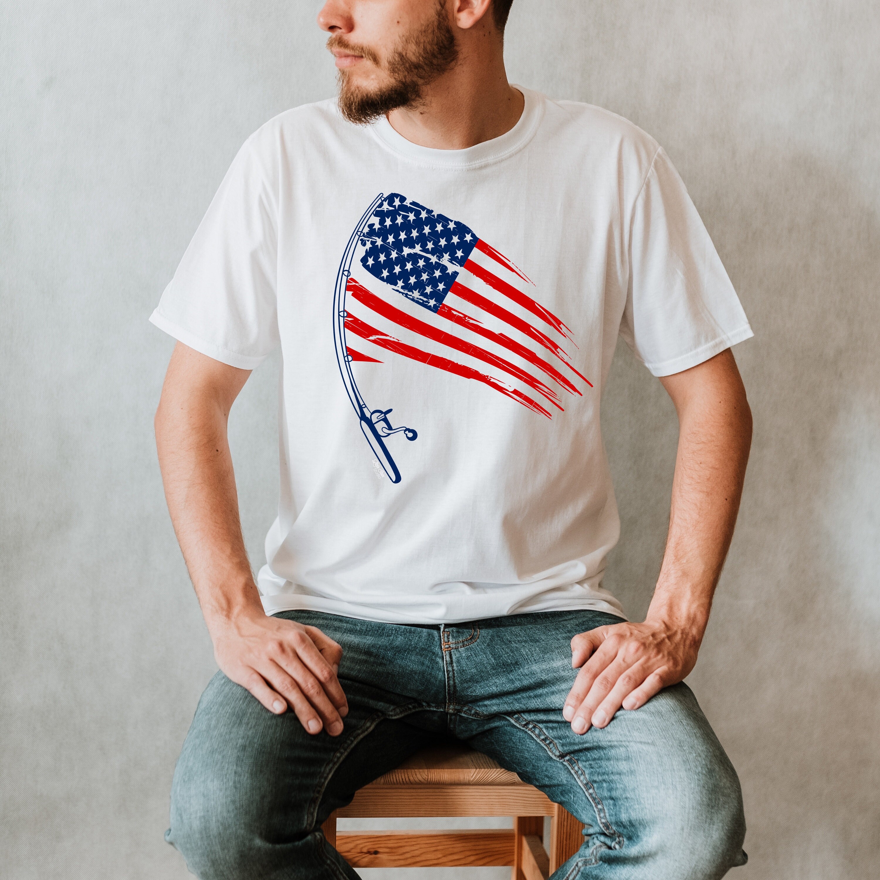 Fathers Day Shirt Fishing Shirt Flag 