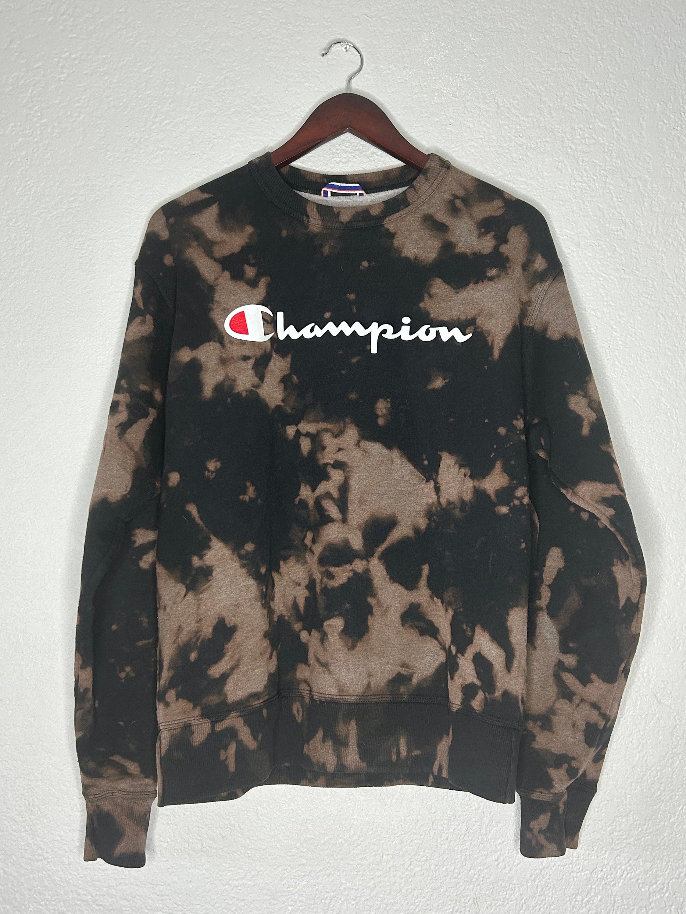 Bleach Dyed CHAMPION Crewneck Sweat Shirt Etsy