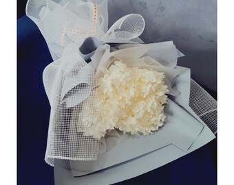 Preserved White Hydrangea Handheld Bouquet | White Hydrangea Dried In Bouquet | Forever Flowers | Gift For Her | Mother's Day | Christmas