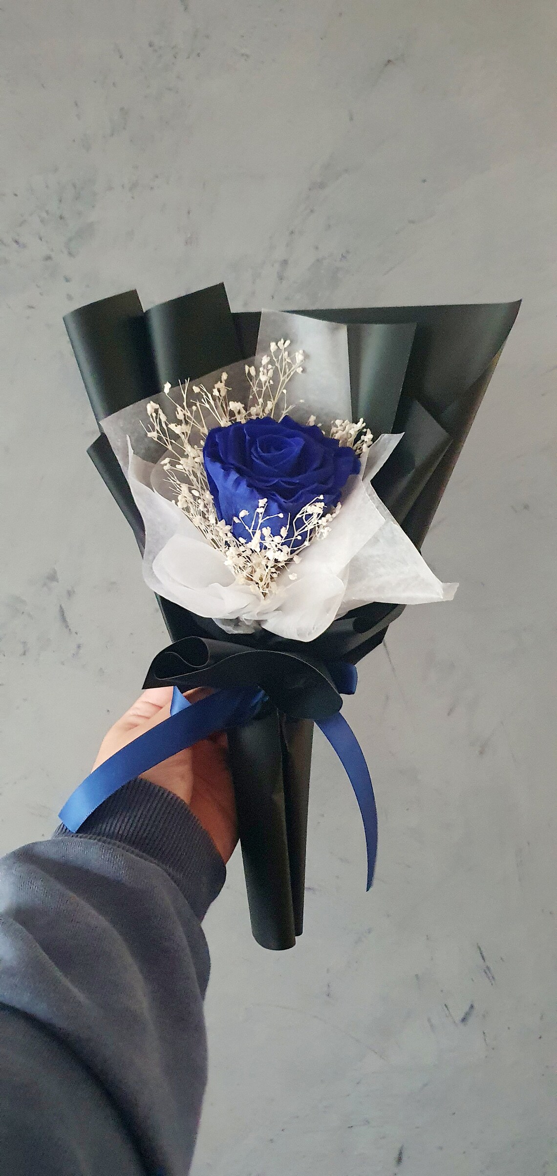 Midnight Blue Everlasting Single Rose Arrangement / Preserved Single ...