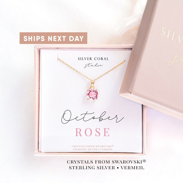 October Birthstone Necklace, October Birthday Jewelry, October Birthday Gift,October Birthstone,Birthday Gift For Women,Rose Quartz Necklace