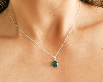 Green Emerald, Genuine Swarovski Crystal Necklace, 14k Sterling Silver Emerald Necklace, Green Crystal, May Birthstone, Mother’s Day