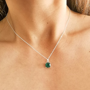 Green Emerald, Genuine Swarovski Crystal Necklace, 14k Sterling Silver Emerald Necklace, Green Crystal, May Birthstone, Mother’s Day