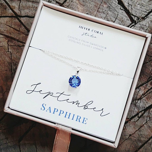 September Birthday Gift, Sapphire Jewelry, Birthday Gift For Her, Sapphire Pendant, September Birthstone Necklace, Sterling Silver 925