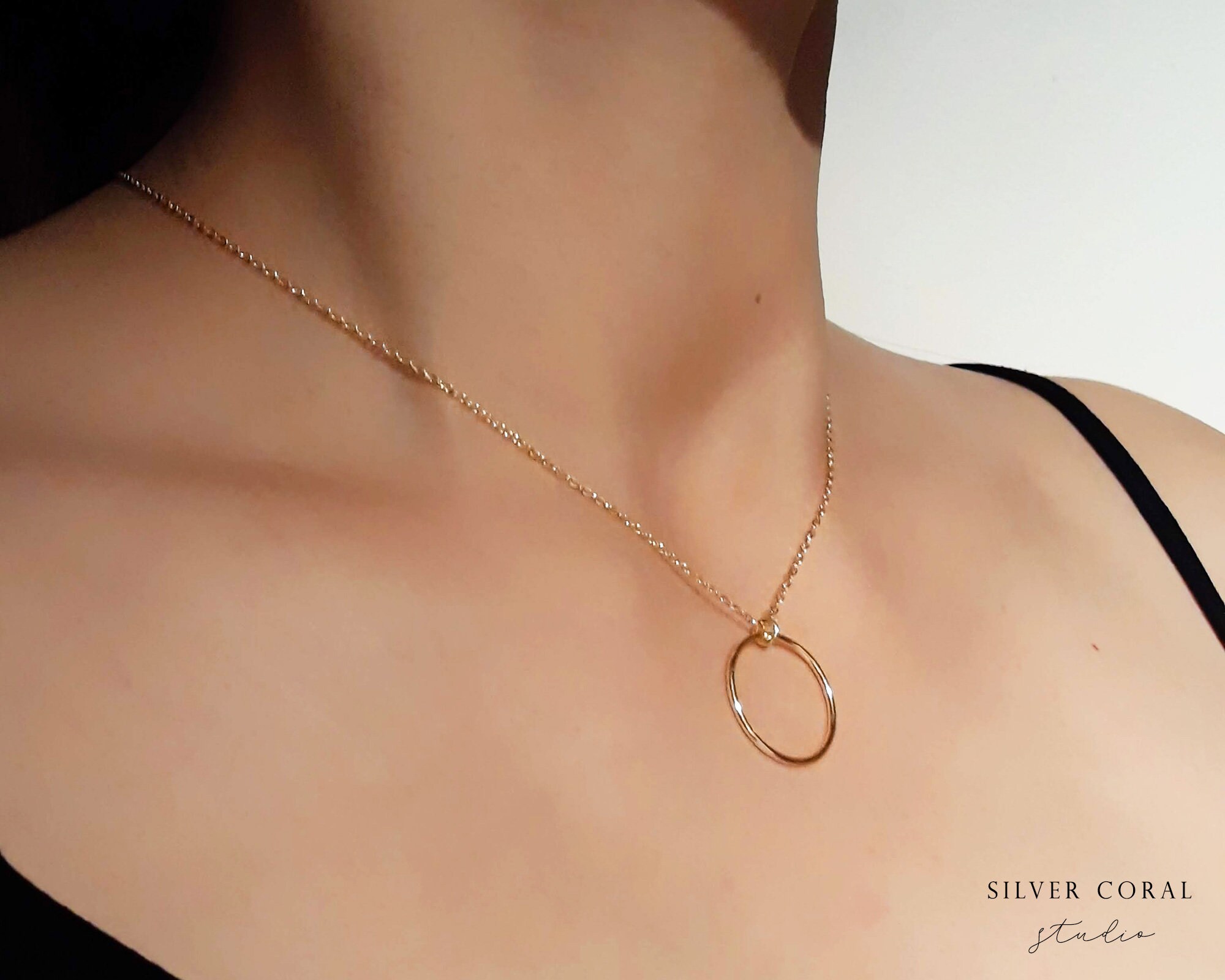 Ring Necklace Gold O Ring Necklace Karma Necklace Delicate Etsy