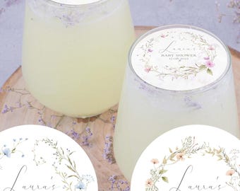 Personalised Wildflower Edible Drinks Toppers Baby Shower Wedding