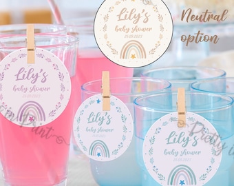 Personalised Baby Shower Signature Drinks Topper Cocktail Topper Party  Edible Favour