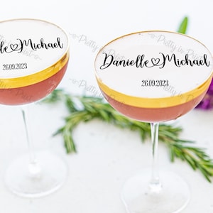 Personalised Hearts Signature Drinks Topper Cocktail Topper Party Wedding Hen Birthday Baby Shower Edible Favour
