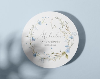 Personalised Wildflower Baby Shower Stickers