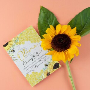 Personalised Baby Shower Bumble Bee Sunflower Wildflower Seed Paper Party Favours Pack of 8