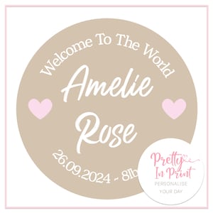 Stickers faire-part de naissance personnalisés, Faire-part de naissance, Stickers nouveaux bébé, Stickers de remerciement, Sticker faire-part de bébé, Rose, Bleu