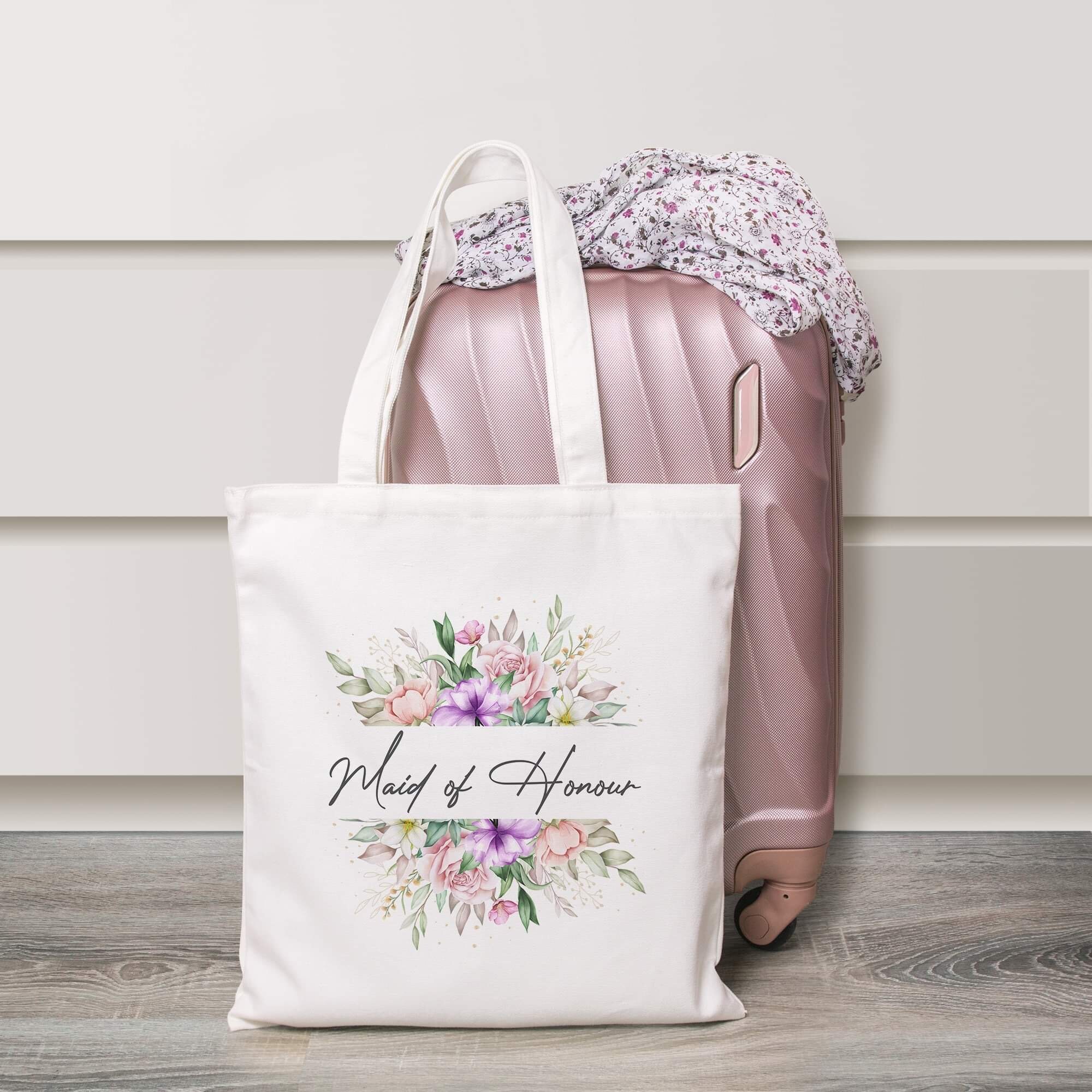 Personalised Floral Tote Bag Etsy