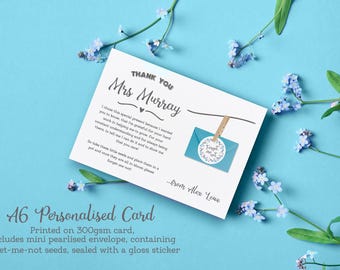 Personalised Forget-Me-Not Thank You Teacher Card Gift With Seeds