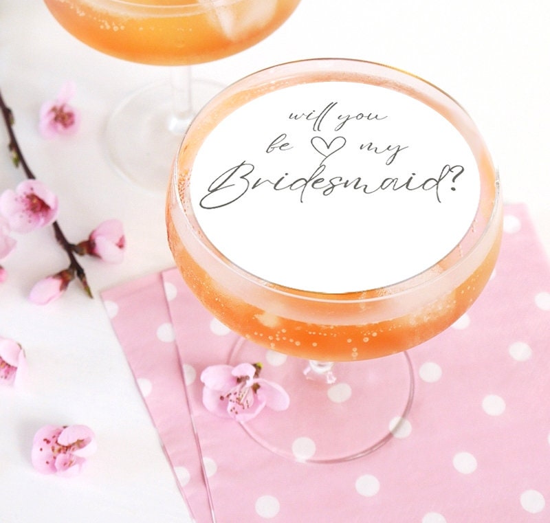 Will You Be My Bridesmaid, Bridesmaid Proposal, Edible Drinks Topper, Fast UK Delivery