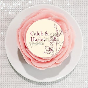 Personalised Wedding Party Engagement Anniversary Flower Edible Cupcake Toppers Favours